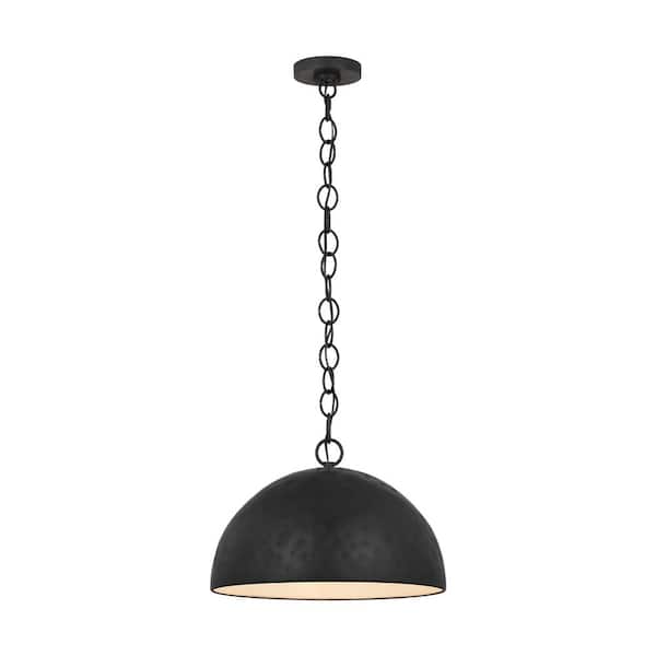 Generation Lighting Whare Large 1-Light Aged Iron Shaded Pendant Light