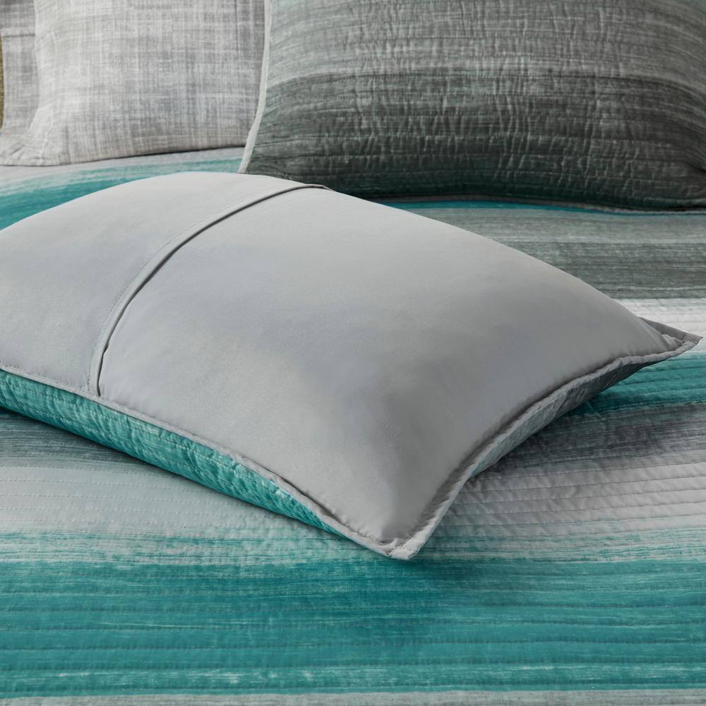Aqua Queen Microfiber Reversible Coverlet and Sheet Set