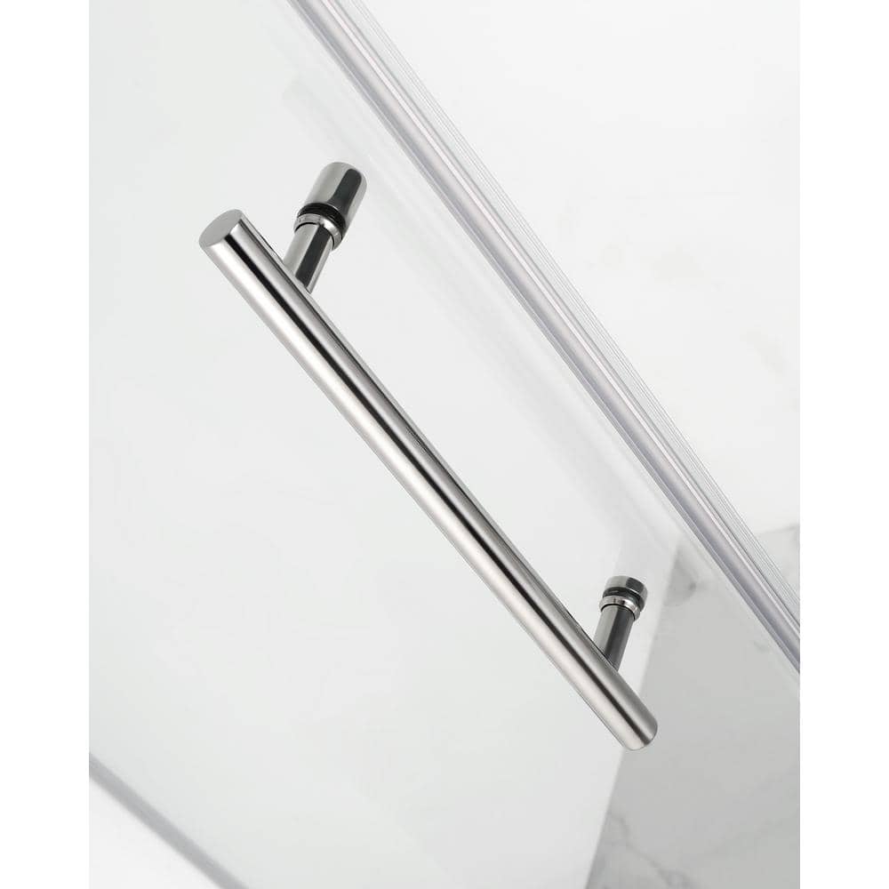Belmore 36'' x 72'' Frameless Hinged Shower Door in Clear Tempered Glass and Stainless Steel