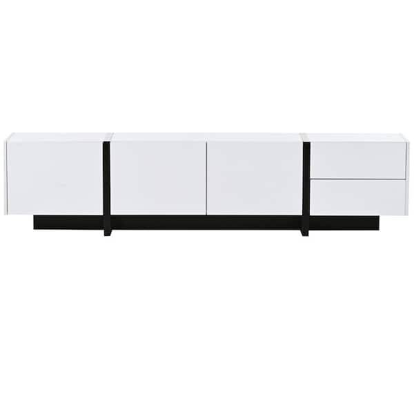 JASIWAY Contemporary White TV Stand TV Console Fits TVs up to 80 in. with 3 Storage  Drawers and 2 Shelves
