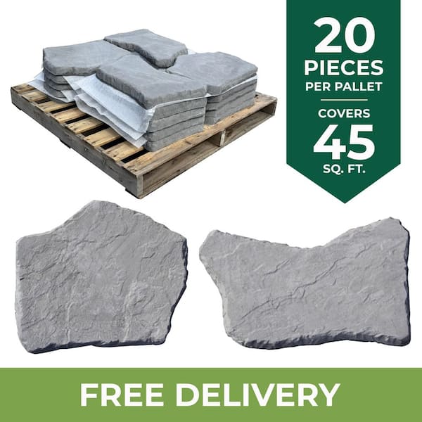 20 x 17 in. and 21 x 13 in. w/ 1.5in Irregular Blue Concrete Step Stone Kit (20-Pieces/45 Sq. Ft./Pallet)
