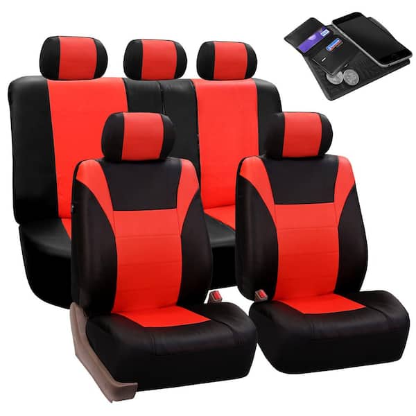 FH Group PU Leather 47 in. x 23 in. x 1 in. Racing Full Set Seat Covers