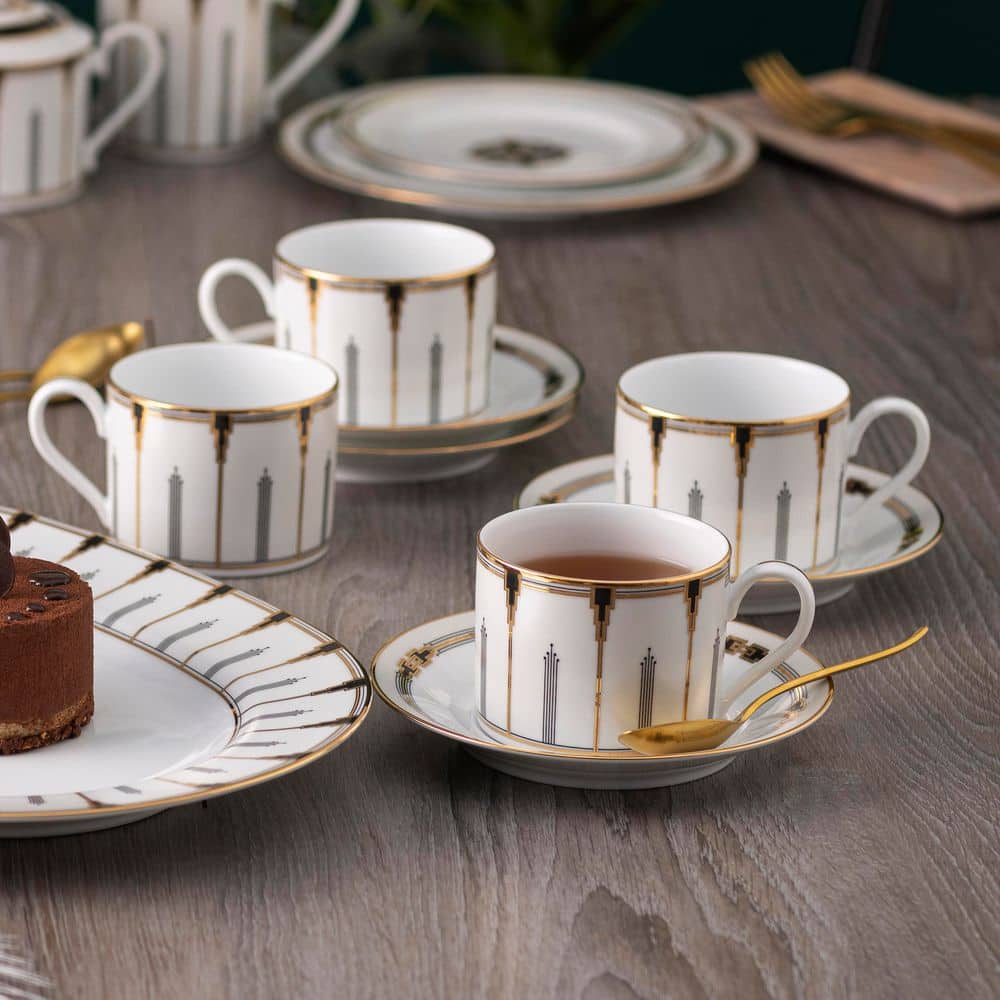 Noritake Empire Gold 8 oz. (Gold) Porcelain Teacups, (Set of 4