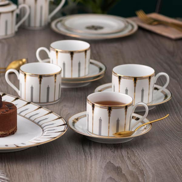 Empire Gold 8 oz. (Gold) Porcelain Teacups, (Set of 4)
