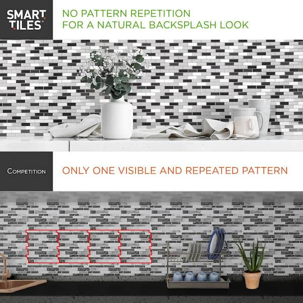 SMART TILES Peel and Stick Backsplash - 4 Sheets of 11.56 x 8.38