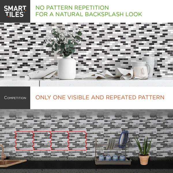 Smart Tiles Peel and Stick Backsplash Tiles - 1 XL Sheet of 23in x 11in - 3D Adhesive Peel and Stick Tile Backsplash for Kitchen, Bathroom, Wall Tiles