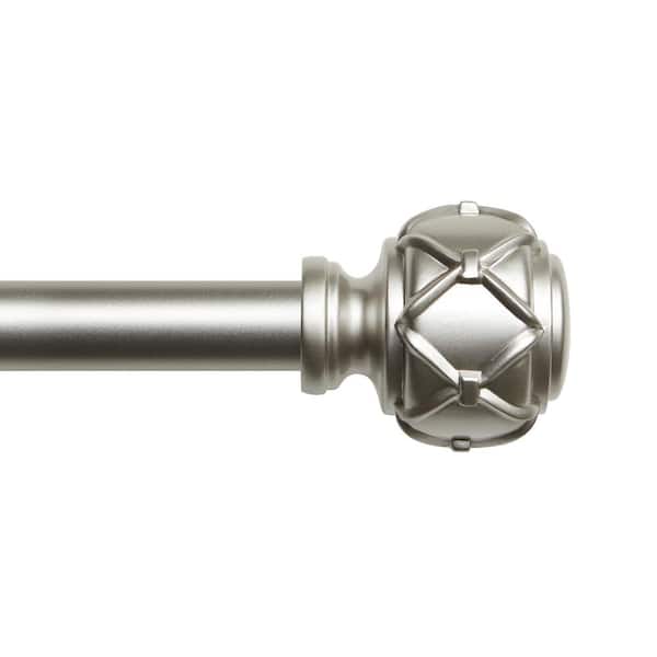Clancy 35 in. - 66 in. Adjustable Length 1 in. Single Curtain Rod Kit in Matte Nickel with Round Finial