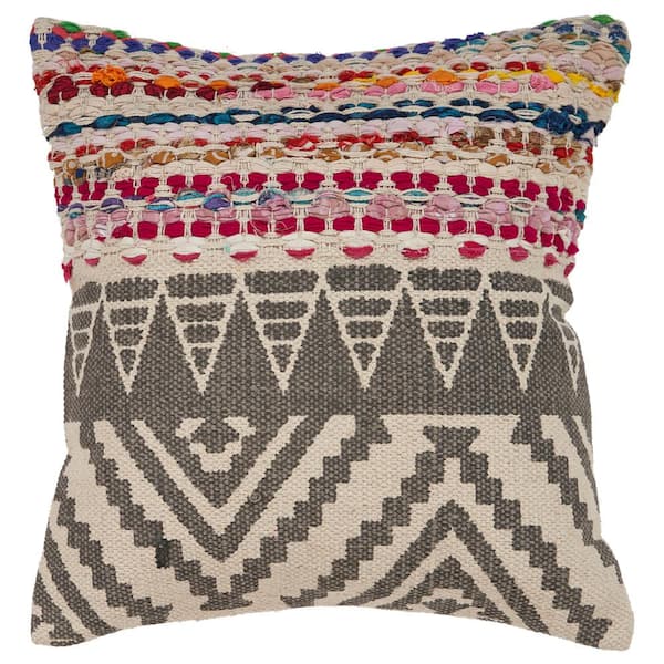 Unbranded Lucia Bohemian Multicolored Geometric Hypoallergenic Polyester 18 in. x 18 in. Indoor Throw Pillow
