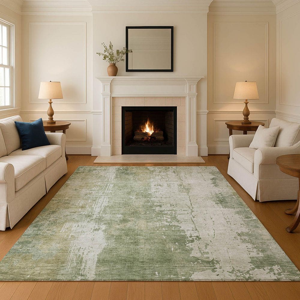 Mayfield Premium Machine Washable Abstract AMF1649 Sage 8 ft. x 10 ft. Area Rug price history on PriceWatchPro