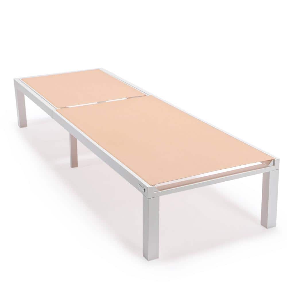 Marlin Modern White Aluminum Patio Chaise Lounge Set with Fire Pit Table