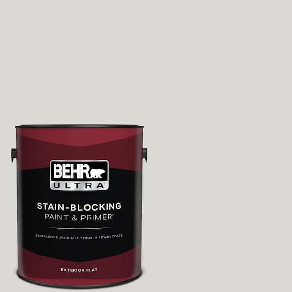 BEHR ULTRA 1 gal. #N360-1 Seagull Gray Flat Exterior Paint & Primer