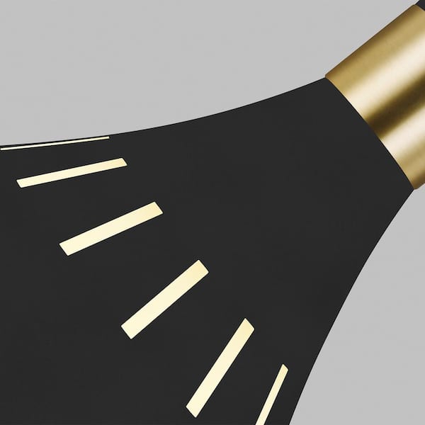 Joan Large 12 in. W 1-Light Matte Black and Burnished Brass Pendant