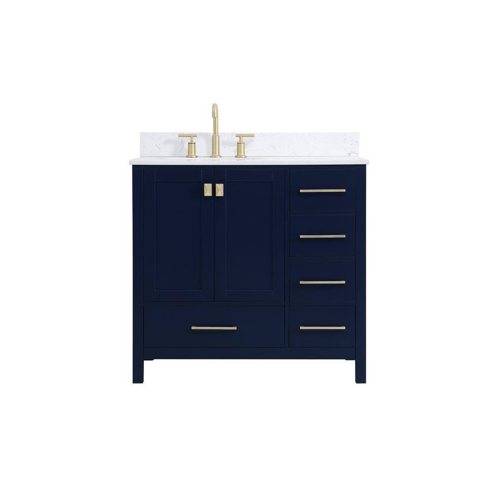 Simply Living 36 in. W x 22 in. D x 34 in. H Bath Vanity in Blue with Calac