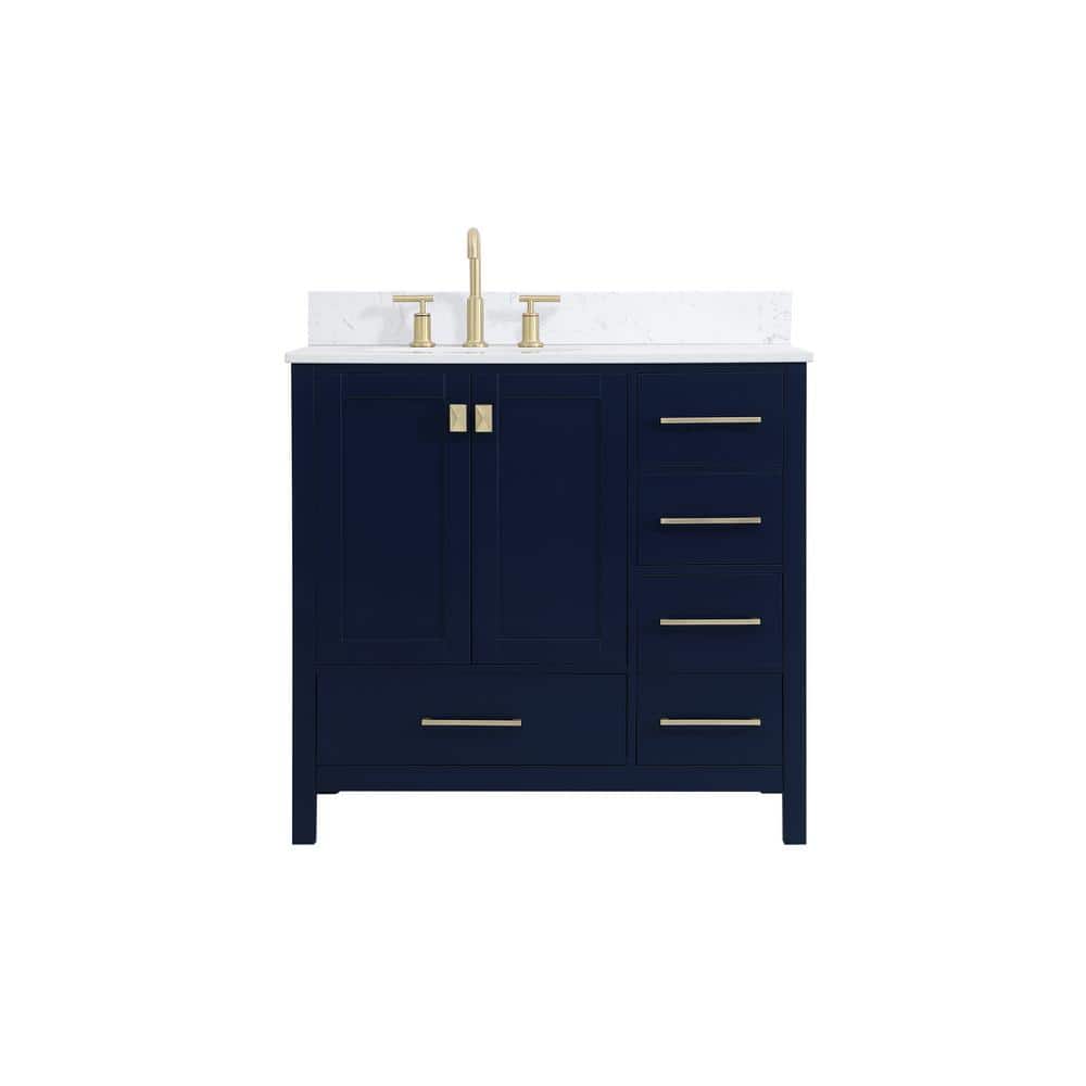 Timeless 36 in. W Single Bath Vanity in Blue with Engineered Stone Vanity T