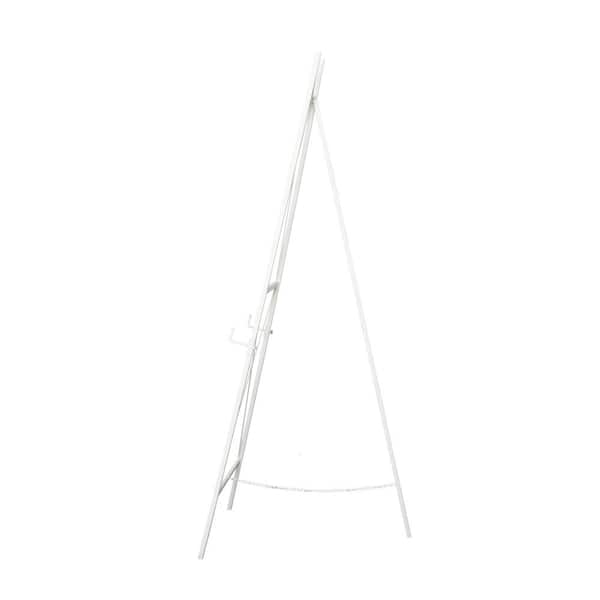 Litton Lane White Metal Tall Adjustable Minimalist Display Stand Easel with Chain Support