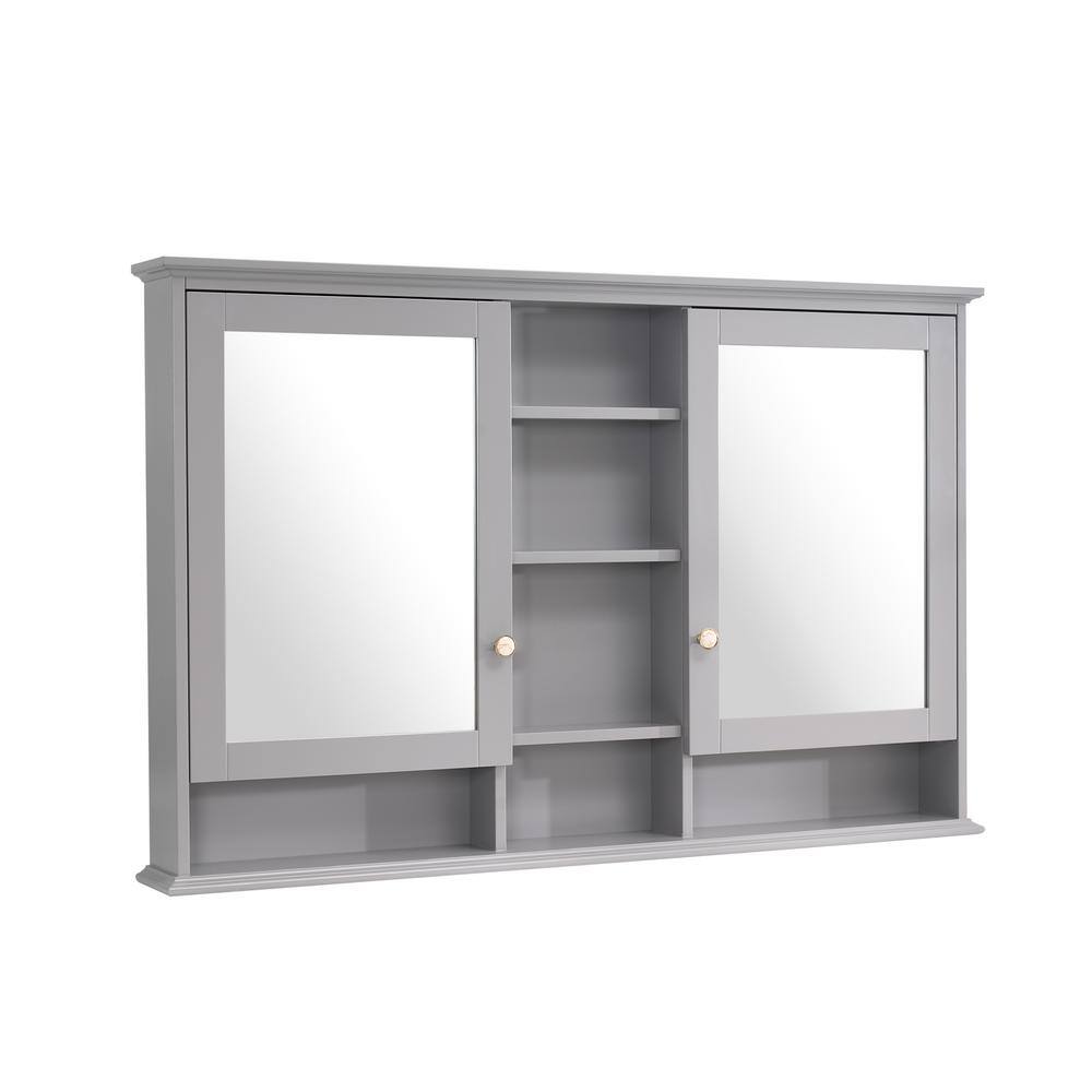 WELLFOR 55 in. W x 35 in. H Rectangular Titainum Gray Wood Surface