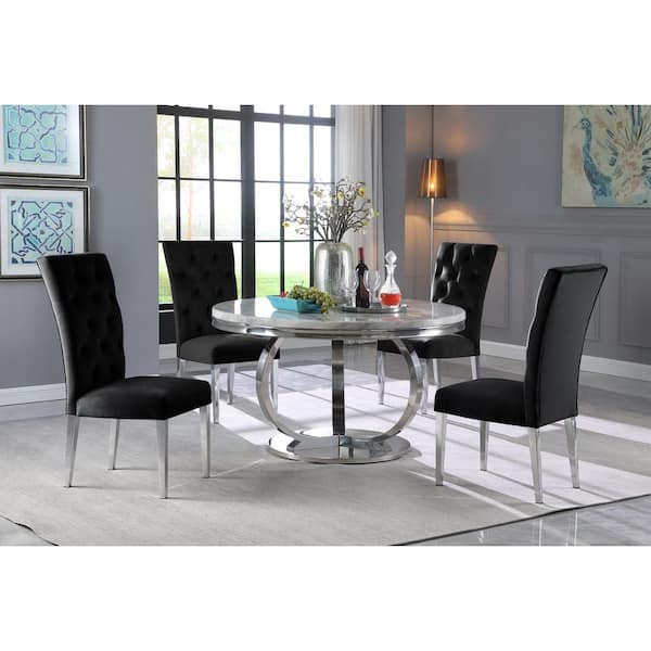 white marble dining table and chairs