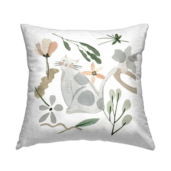 Stupell Industries Gray Cat Casual Varied Botanical Herbs Multi-Color Square Outdoor Throw Pillow