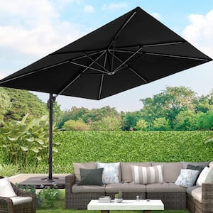 10 ft. x 10 ft. Aluminum Pole Outdoor Square Cantilever Umbrella Patio Umbrella Innovative 360° Rotation System in Black