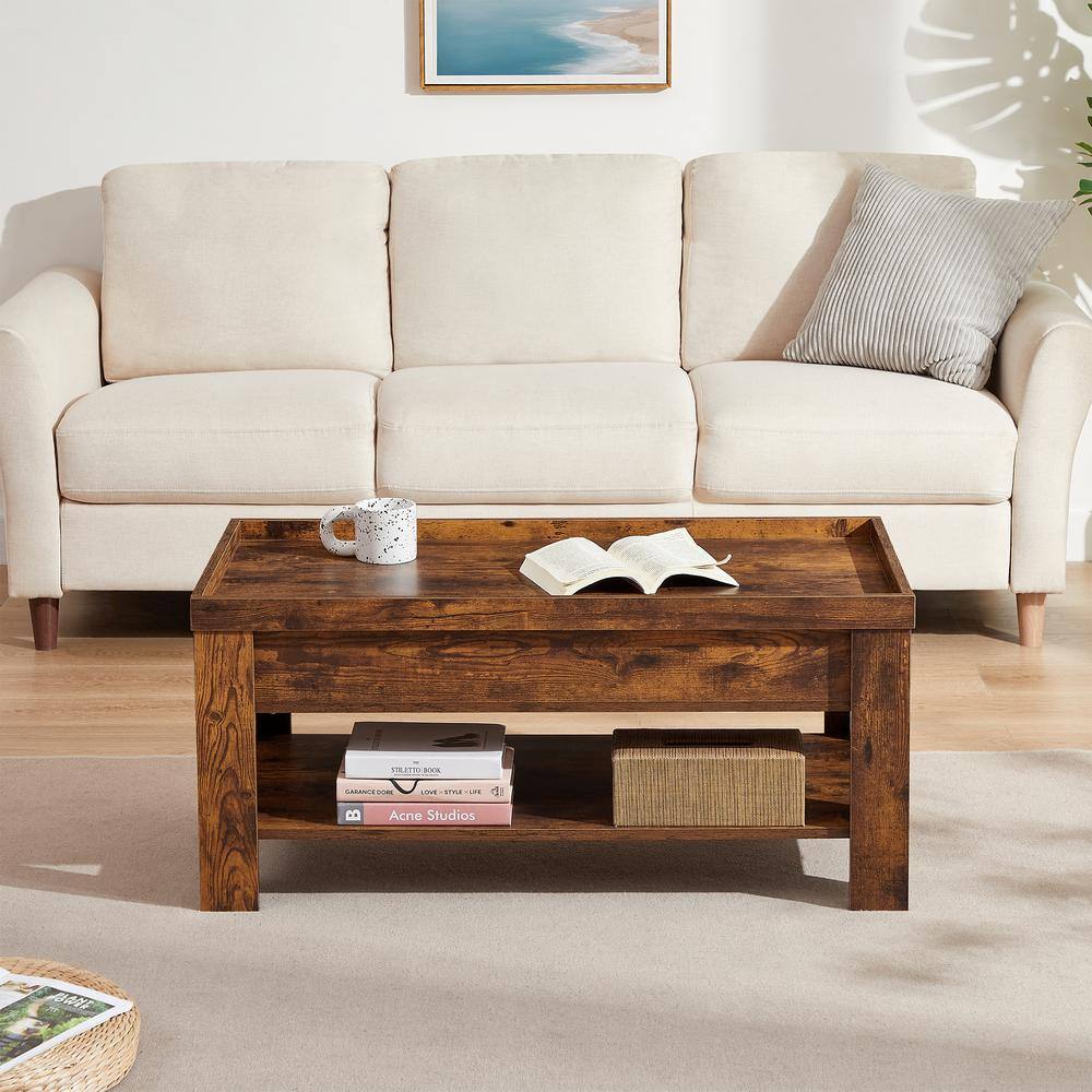 VECELO Coffee Table Lift Top Coffee Tables with Hidden Compartment and ...