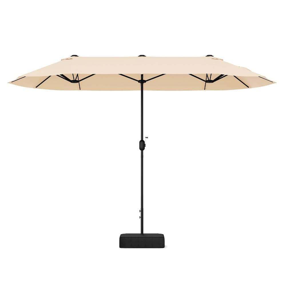 13 ft. Polyester and Metal Double-Sided Patio Umbrella with Crank Lift, Base, Beige price history on PriceWatchPro