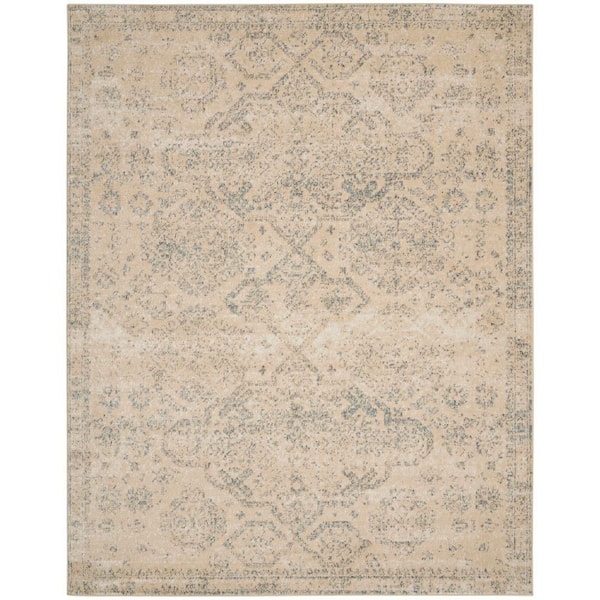 Nourison Tranquil Beige/Grey 8 ft. x 10 ft. Geometric Traditional Area Rug