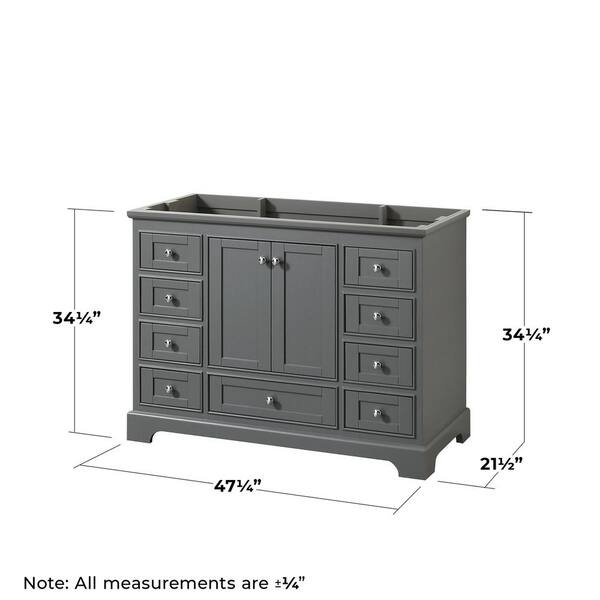 Deborah 47.25 in. W x 21.5 in. D Vanity Cabinet in Dark Gray Deborah 47.25 in. W x 21.5 in. D Vanity Cabinet in Dark Gray