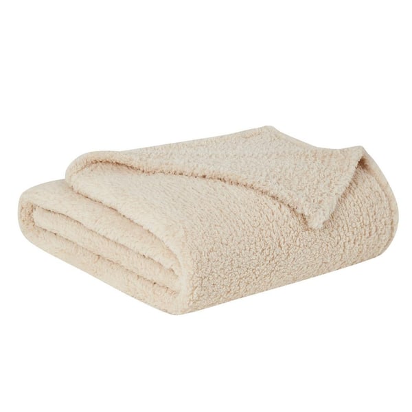 Couverture polaire Sherpa moelleuse, douce et chaude, en jacquard rayé