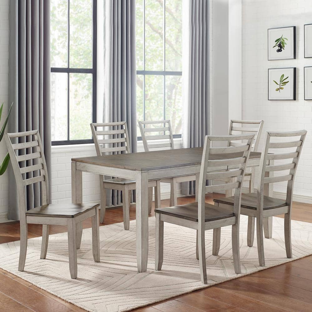 Smoky Honey Gray Ladderback Wood Side Chair Set