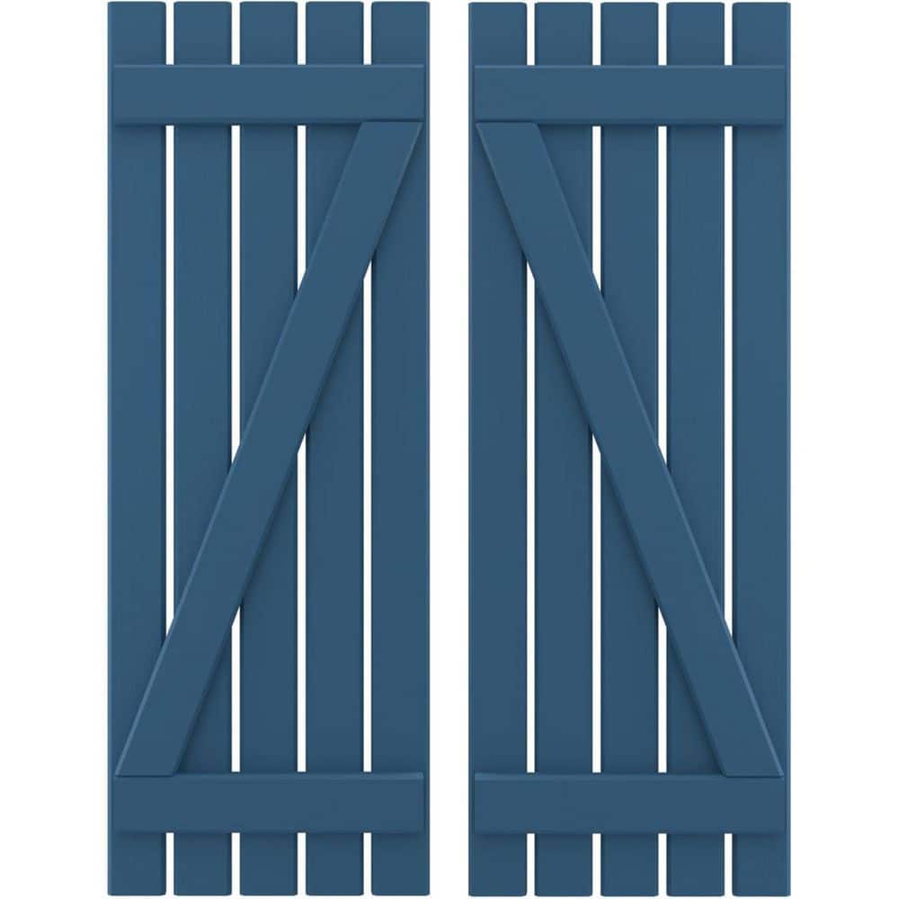 19-1/2 in. W x 44 in. H Americraft 5-Board Exterior Real Wood Spaced Board and Batten Shutters w/Z-Bar in Sojourn Blue price history on PriceWatchPro