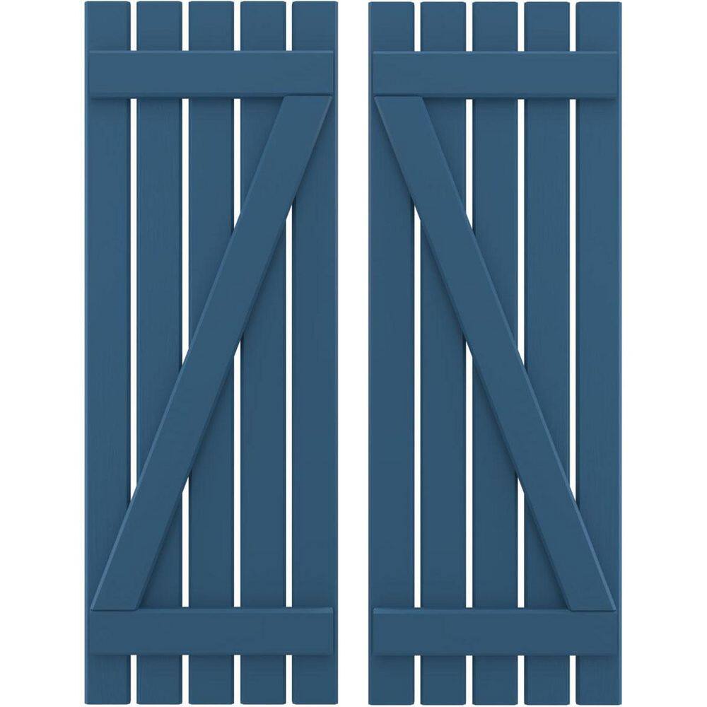 19-1/2 in. W x 70 in. H Americraft 5 Board Exterior Real Wood Spaced Board and Batten Shutters w/Z-Bar Sojourn Blue price history on PriceWatchPro
