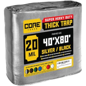 40 ft. x 80 ft. Silver/Black 20 Mil Heavy Duty Polyethylene Tarp, Waterproof, UV Resistant, Rip and Tear Proof