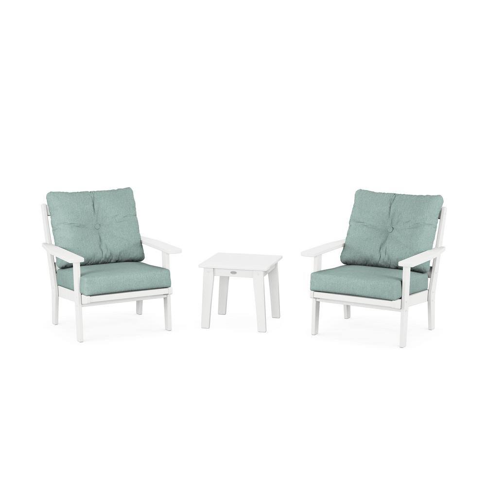 Prairie 3-Pcs Plastic Patio Conversation Set in White/Glacier Spa Cushions price history on PriceWatchPro