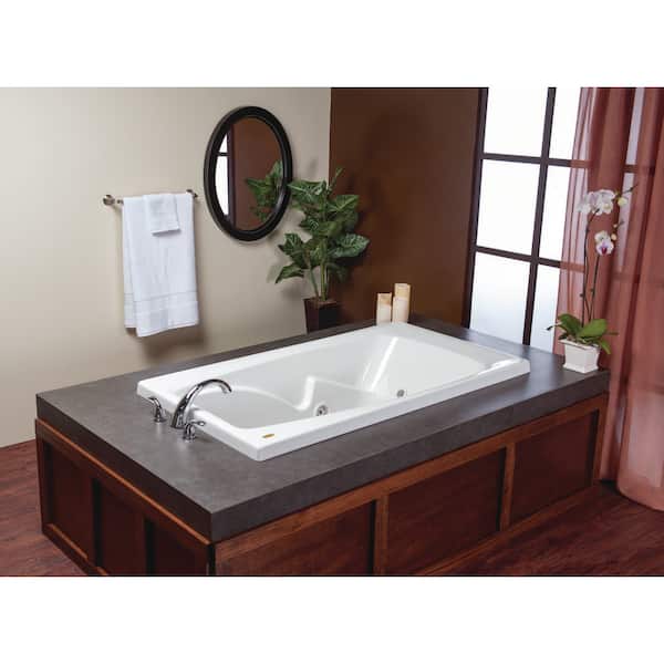 CETRA 60 in. x 36 in. Acrylic Rectangular Drop-In Right Drain Whirlpool Bathtub in White