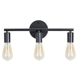 16.5 in 3-Light Black Industrial Metal Bathroom Vanity Light