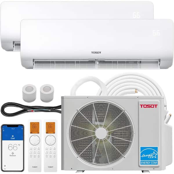 Tosot 24,000 BTU Dual-Zone Mini Split AC/ Heat Pump 21 SEER2, 230-Volt Wifi Ductless Inverter Split System 12K+12K BTU ‎2-Tons