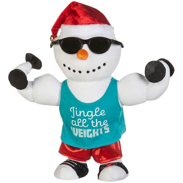 14.17 in. Christmas Animated Plush Fitness Snowman