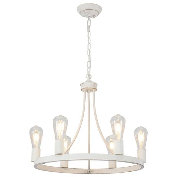 Hunter Langwood 6-Light Matte Copper Transitional Led Bare Bulb Chandelier