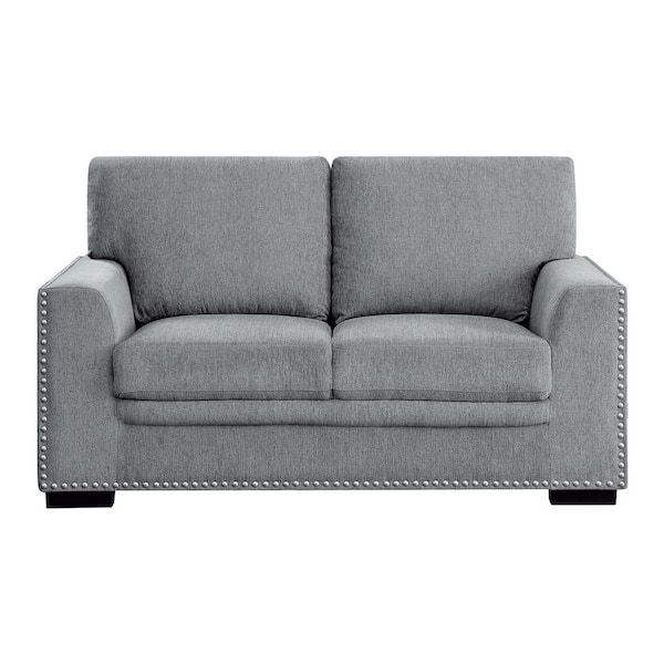 EVERGLADE HOME Driggs 62 in. W Square Arm Chenille Straight Love Seat in Gray
