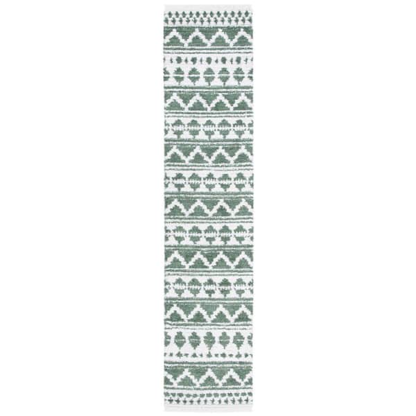 Augustine 2 ft. x 9 Green/Ivory Geometric Runner Rug