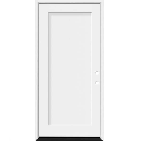 Steves & Sons Legacy 36 in. x 80 in. 1 Panel Shaker LHIS Unfinished White Fiberglass Prehung Front Door w/4-9/16 Jamb