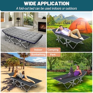 Double Striped Folding Bed Portable Folding Cot Camping Cot for Indoor Outdoor