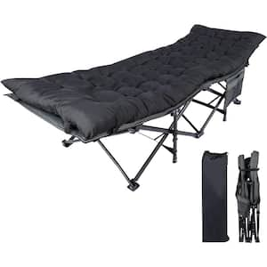 Metal Outdoor Lounger Day Bed with Cushion-Foldable and Portable Black