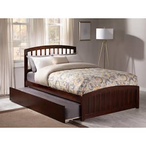 Richmond Walnut Full Platform Bed with Matching Foot Board with Twin Size Urban Trundle Bed
