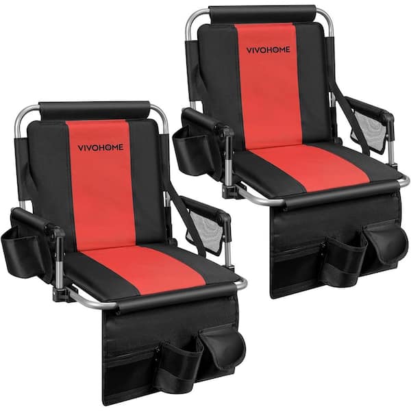 VIVOHOME 2-Pack Portable Red Stadium Seats with Back Support and Cushion