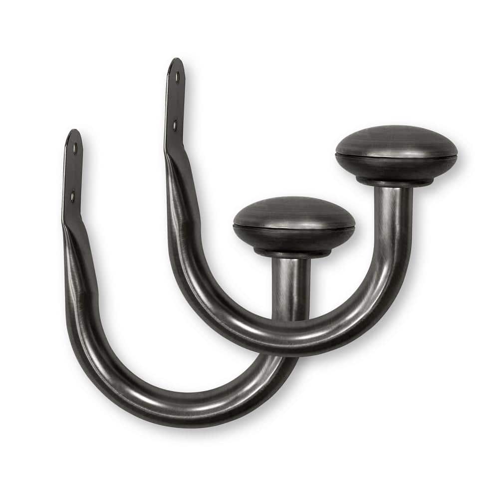 Home Decorators Collection Gunmetal Steel Hook Curtain Holdback (Set of 2) FKEM04GM The Home Depot