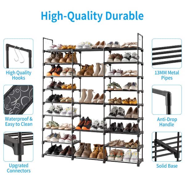 Winado Shoe Rack Organizer, 80 Pairs Shoe Storage Shelf, 10 Tiers Shoe  Tower Shoe Cabinet for Closet, Boots Organizer with Hooks, Stackable Shoe