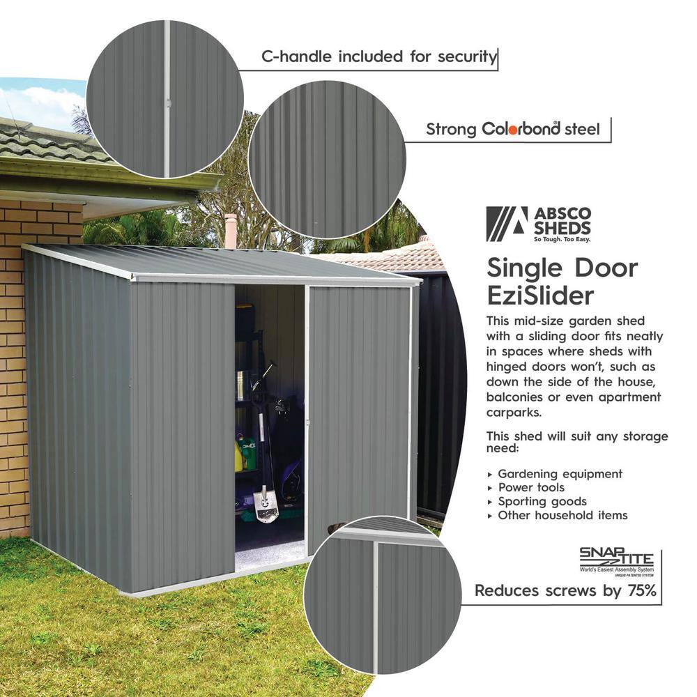Woodland Gray 7' x 5' Metal Storage Shed with Sliding Door
