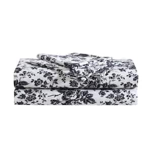 Betseys Toile Black 4-Piece Microfiber Full Sheet Set