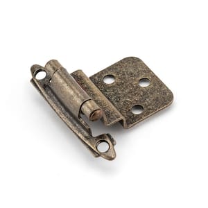 Antique English Semi-Concealed Self-Closing 3/8 in. Overlay for Face Frame Cabinet Hinge (2-Pack)